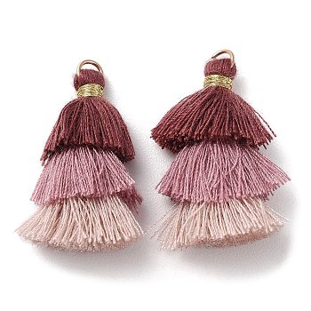 Polycotton Tassel Pendant Decorations, with Iron Loops, Sandy Brown, 34~45x4~5mm, Hole: 3mm