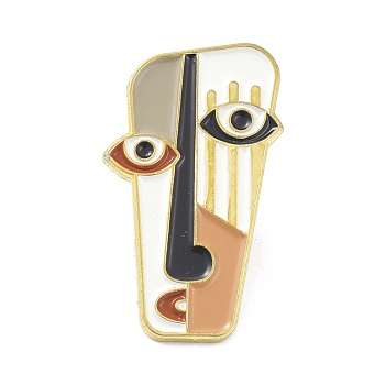 Alloy Enamel Brooch, Enamel Pin, Abstract Painting Face, Brown, 26.5x15.5x9.5mm