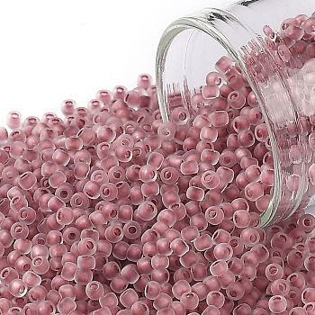 TOHO Round Seed Beads, Japanese Seed Beads, (771FM) Cranberry Lined Crystal Rainbow Matte, 11/0, 2.2mm, Hole: 0.8mm, about 135000pcs/pound