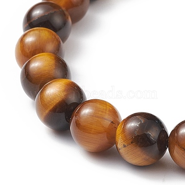 Natural Tiger Eye & Synthetic Turquoise(Dyed) Cross Beaded Bracelet(BJEW-TA00179-01)-3