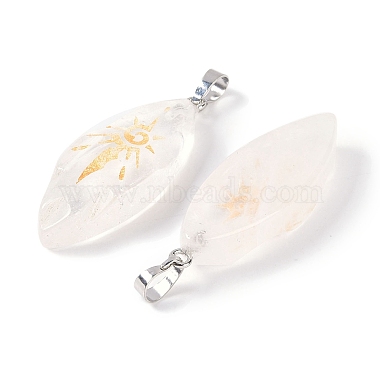 Natural Quartz Crystal Gold Sun Pattern Pendants(G-L524-14P-07)-2