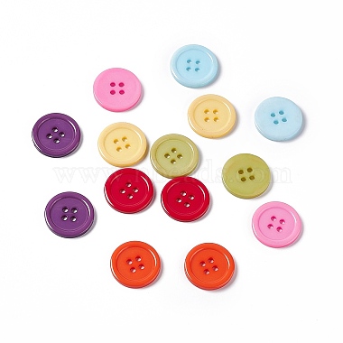 20mm Mixed Color Flat Round Resin 4-Hole Button