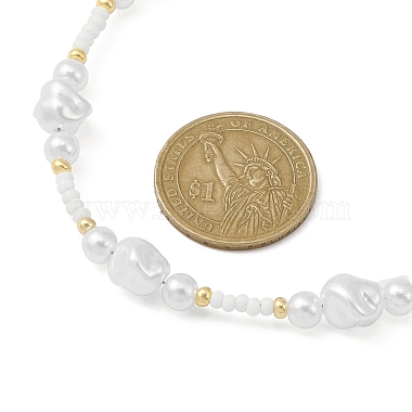 ABS Plastic Imitation Pearl Beaded Stretch Bracelet & Beaded Necklace(SJEW-JS01278)-4