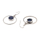 Boucles d'oreilles pendantes rondes et plates en lapis-lazuli naturel(EJEW-Z024-11C-P)-2