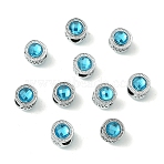 alliage acrylique perles europ&eacute;ennes, grandes perles de trou, plat rond, platine, bleu profond du ciel, 11 mm, trou: 4.8 mm(FIND-YWC0011-04A)