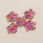 15Pcs Printed Resin Beads, Star, with Glitter Powder, Colorful, 15x16x6mm, Hole: 1.8mm(RESI-CJC0006-036P)