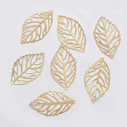 304 Stainless Steel Pendants, Leaf, Golden, 23.5x13.5x0.3mm, Hole: 1mm(STAS-F160-37G)