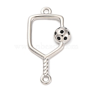 Brass Black Enamel Connector Charms, Pickleball, Platinum, 21x11x3mm, Hole: 1mm(KK-NH0005-02P)