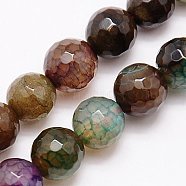 Natural Crackle Agate Beads Strands, Dyed, Faceted, Round, 8mm, Hole: 1mm(G-G445-8mm-10)