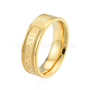 201 Stainless Steel Roman Numeral Finger Ring for Women, Light Gold, Inner Diameter: 17mm(RJEW-N043-08LG)