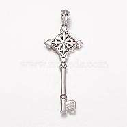 304 Stainless Steel Big Pendants, Key, Antique Silver, 85x33.5x6mm, Hole: 12x8mm(STAS-D441-11AS)