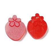 Translucent Resin Cabochons, AB Color Plated, Strawberry, Red, 24x18.5x4.5mm(CRES-Z001-07)