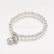 Alloy Charm Bracelets, Shell and Bell, Silver Color Plated, 1-5/8 inch(41mm)(BJEW-G542-01S)