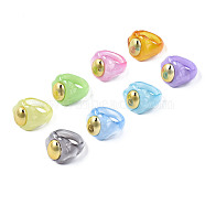 Candy Color Oval Acrylic Ring, Imitation Gemstone Style Chunky Ring for Women Girl, Mixed Color, US Size 8(18.1mm)(RJEW-S045-131)