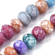 Opaque Baking Painted Glass Beads Strands, Imitation Stones, Faceted, Rondelle, Colorful, 11~12x8.5mm, Hole: 1mm, about 45pcs/strand, 15.55 inch~15.75 inch(39.5~40cm)(EGLA-N006-009B-A18)