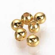 Brass Spacer Beads, Nickel Free, Real 18K Gold Plated, Round, 3mm, Hole: 1mm(KK-Q735-54G)