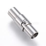 304 Stainless Steel Locking Tube Magnetic Clasps, Column, Stainless Steel Color, 17.5x6mm, Hole: 4mm(STAS-D159-32)