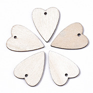 Unfinished Natural Poplar Wood Pendants, Laser Cut Wood Shapes, Undyed, Heart, Antique White, 24.5x18x1.5mm, Hole: 1.6mm(WOOD-S045-114)