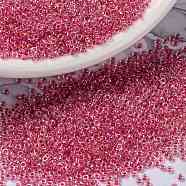 MIYUKI Round Rocailles Beads, Japanese Seed Beads, 15/0, (RR276) Dark Coral Lined Crystal AB, 1.5mm, Hole: 0.7mm, about 5555pcs/10g(X-SEED-G009-RR0276)