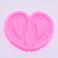 Wing Silicone Molds, Resin Casting Molds, For UV Resin, Epoxy Resin Jewelry Making, Hot Pink, 75x82x7.5mm, Hole: 5mm(DIY-WH0183-69)