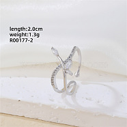 Fashionable Irregular Design Brass Cuff Ring, Elegant Geometric Accessory for Women, Platinum(SD5777-2)