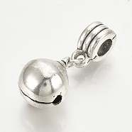 Alloy European Dangle Charms, Large Hole Pendants, Bell, Antique Silver, 30mm, Hole: 4.5mm, Bell: 15x11.5mm(MPDL-Q208-086)