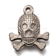 Halloween 304 Stainless Steel Pendants, Skull, Stainless Steel Color, 21x18x3.5mm, Hole: 1.6mm(STAS-H123-14P)