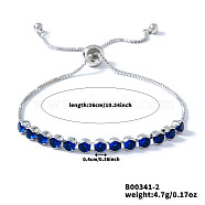 Fashionable Blue Round Rhinestone Slider Bracelets, 10-1/4 inch(26cm)(LO0002)