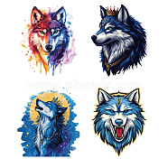 PET Heat Transfer Film Logo Stickers Set, for DIY T-Shirt, Bags, Hats, Jackets, Wolf, 245~256x200~222mm, 4pcs/set(DIY-WH0230-082)