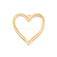 Matte Rack Plating Brass Pendants, Heart Charms, Long-Lasting Plated, Cadmium Free & Lead Free, Real 18K Gold Plated, 40x39.5x3.5mm, Hole: 3mm(KK-L155-60MG)