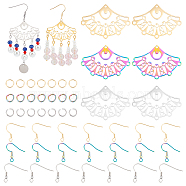 DIY Fan Dangle Earring Making Kit, Including 304 Stainless Steel Earrings Hooks & Jump Rings, 201 Stainless Steel Chandelier Components Links, Mixed Color, 126Pcs/box(DIY-UN0035-36)