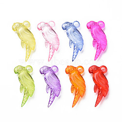 Transparent Acrylic Pendants, Parrot, Mixed Color, 29.5x13x5.5mm, Hole: 2.5mm, about 650pcs/500g(MACR-N013-028)