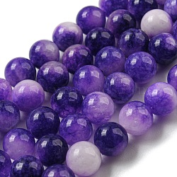 Natural Dyed Yellow Jade Beads Strands, Round, Dark Violet, 8.5mm, Hole: 1mm, about 46pcs/strand, 14.96''(38cm)(G-Q160-A01-01D)