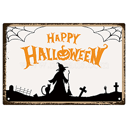Metal Iron Sign Poster, for Home Wall Decoration, Rectangle, Halloween Themed Pattern, 300x200x0.5mm(AJEW-WH0157-599)