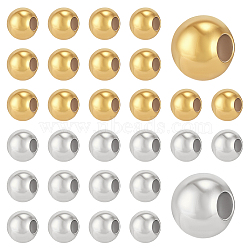100Pcs 2 Colors Round 925 Sterling Silver Spacer Beads, Golden & Silver, 2mm, Hole: 0.7~1mm, 50pcs/color(STER-ME0001-18)