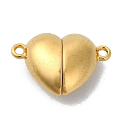 304 Stainless Steel Clasps with Loops, Heart, Real 18K Gold Plated, 16x23.5x9mm, Hole: 1.8mm(STAS-C097-57G)