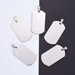 304 Stainless Steel Big Pendants, Manual Polishing, Blank Stamping Tags, Rectangle, Stainless Steel Color, 43x24x1.8mm(STAS-I140-19E-S)