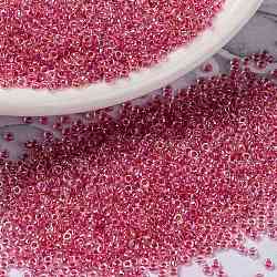 MIYUKI Round Rocailles Beads, Japanese Seed Beads, 15/0, (RR276) Dark Coral Lined Crystal AB, 1.5mm, Hole: 0.7mm, about 5555pcs/10g(X-SEED-G009-RR0276)