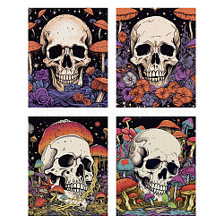 Tarot Tapestry, Polyester Bohemian Astrology Wall Tapestry, for Bedroom Living Room Decoration, Rectangle, Skull, 500x400mm, 4pcs/set(AJEW-WH0521-10)