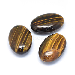 Natural Tiger Eye Healing Massage Palm Stones, Pocket Worry Stone, for Anxiety Stress Relief Therapy, Oval, 60x40x20~21mm(G-P415-63)