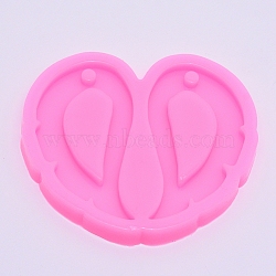 Wing Silicone Molds, Resin Casting Molds, For UV Resin, Epoxy Resin Jewelry Making, Hot Pink, 75x82x7.5mm, Hole: 5mm(DIY-WH0183-69)