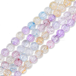 Crackle Glass Beads Strands, Dyed & Heated, Round, Colorful, 8x7mm, Hole: 1.8mm, about 104~107pcs/strand, 30.12 inch~30.91 inch(76.5~78.5cm)(GLAA-N046-004A-06)
