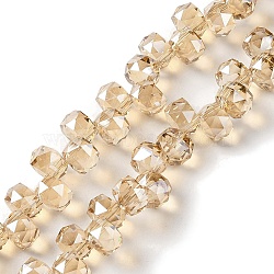 Pearl Luster Plated Electroplate Beads Strands, Faceted, Rondelle, Moccasin, 8x6mm, Hole: 1.2mm, about 96~98pcs/strand, 20.47~20.87''(52~53cm)(EGLA-H104-09A-PL01)
