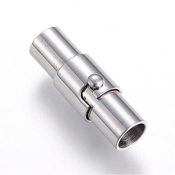 304 Stainless Steel Locking Tube Magnetic Clasps, Column, Stainless Steel Color, 17.5x6mm, Hole: 4mm