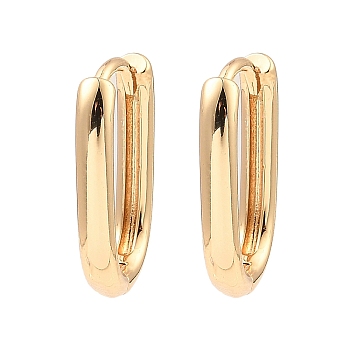 Brass Hoop Earrings, Oval, Light Gold, 17.5x11x3mm