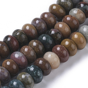 Natural Ocean Jasper Beads Strands, Rondelle, 8x5mm, Hole: 0.7mm, about 76pcs/strand, 15.16 inch(38.5cm)