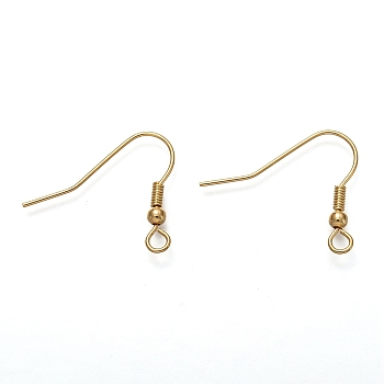 304 Stainless Steel Earring Hooks, Ear Wire, with Horizontal Loop, Real 18K Gold Plated, 23.5x19.5mm, Hole: 2mm, Pin: 0.7mm