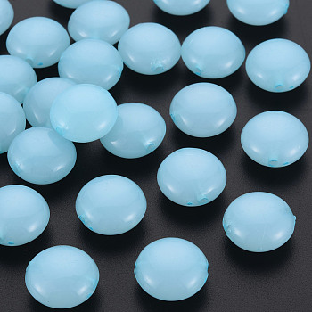 Imitation Jelly Acrylic Beads, Flat Round, Light Sky Blue, 17x9.5mm, Hole: 2mm, about 316pcs/500g