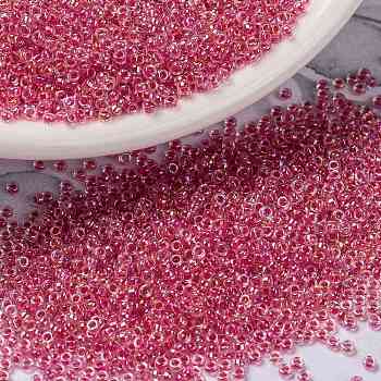 MIYUKI Round Rocailles Beads, Japanese Seed Beads, 15/0, (RR276) Dark Coral Lined Crystal AB, 1.5mm, Hole: 0.7mm, about 5555pcs/10g