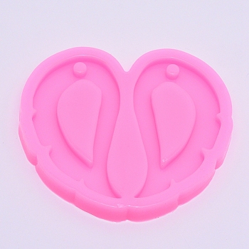 Wing Silicone Molds, Resin Casting Molds, For UV Resin, Epoxy Resin Jewelry Making, Hot Pink, 75x82x7.5mm, Hole: 5mm